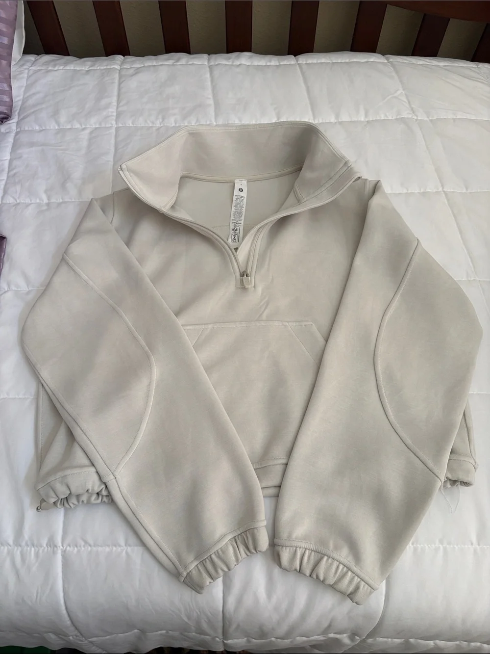 lululemon athletica soft stream half zip bone color size 4 jacket